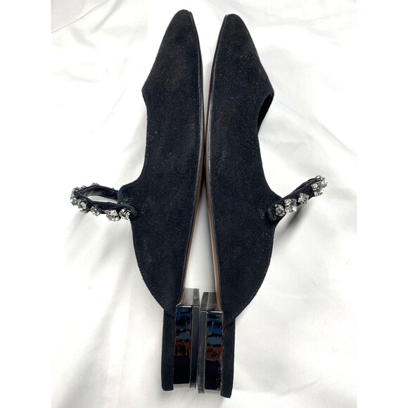 Banana Republic Black Suede Embellished Strap Mary Jane Mule Flats Size 10.5 - Picture 5 of 7